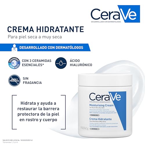 CeraVe Crema Hidratante |542gr| Hidrante diario para rostro y cuerpo para piel normal a seca
