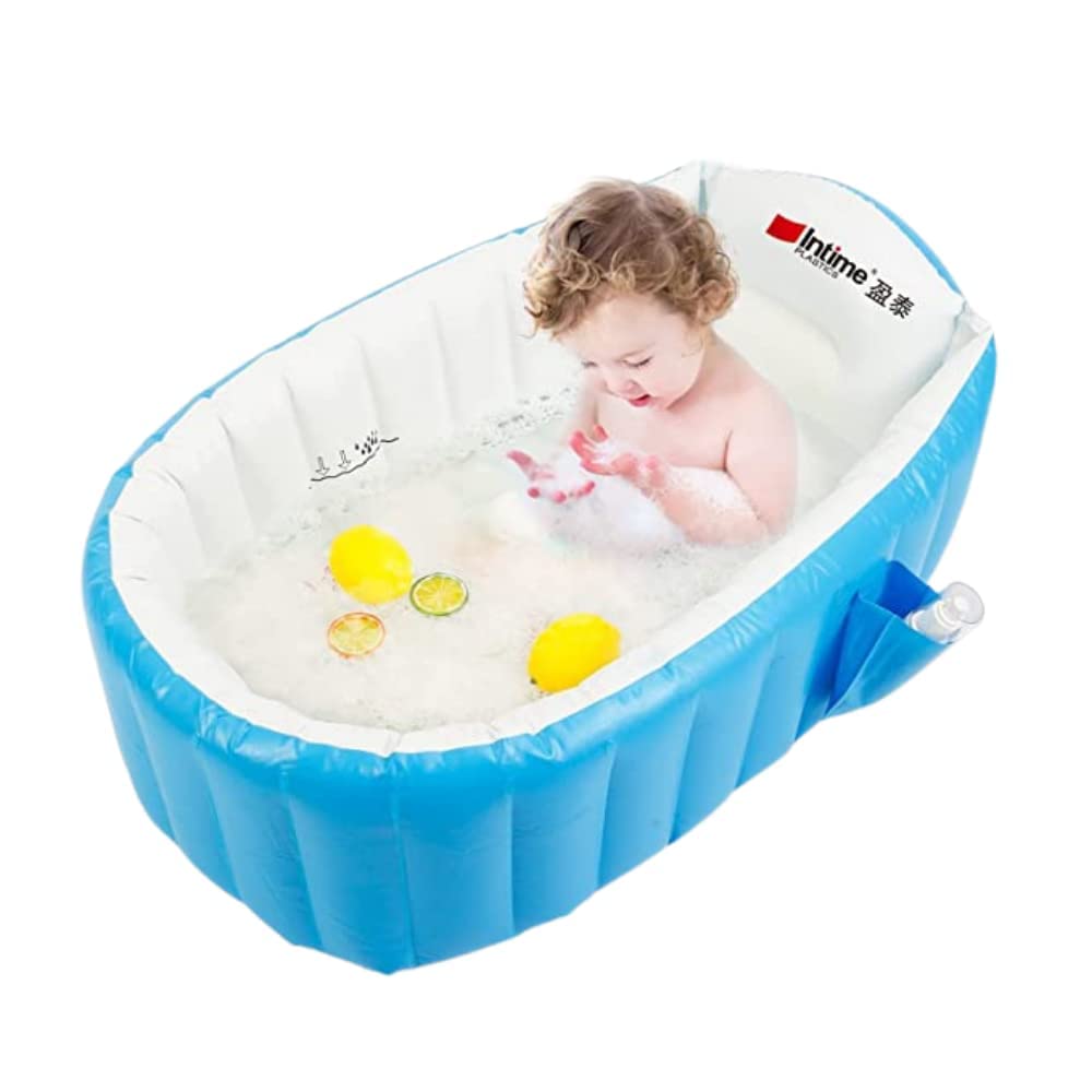 Bañera Inflable de Viaje Antideslizante para Bebé Mini Piscina Azul