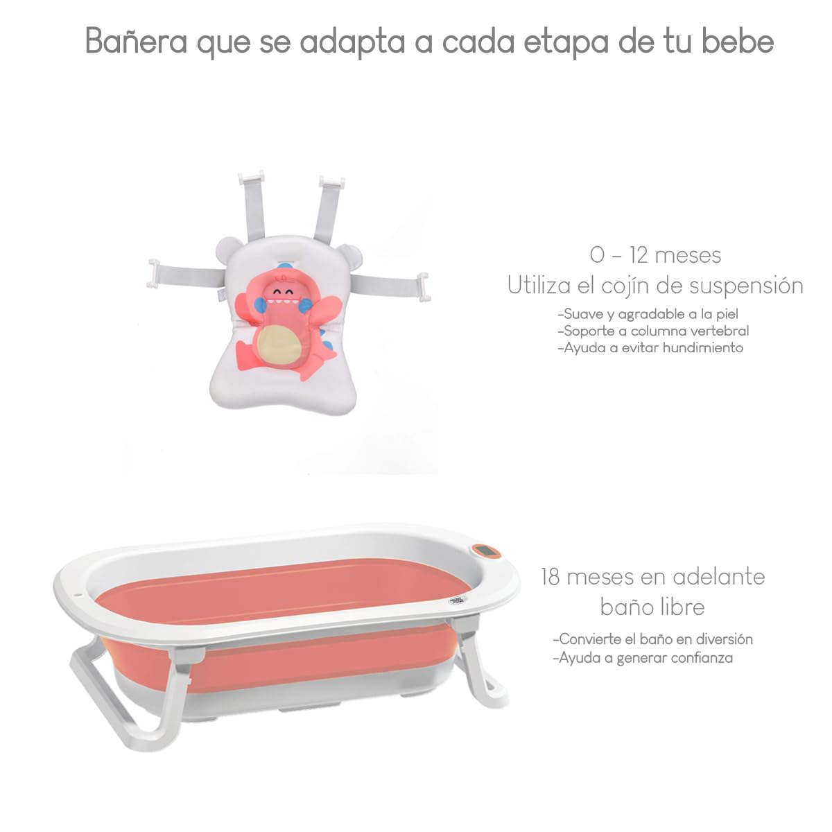 Little Buddies Bañera Tina De Baño Para Bebe Color Rosa Portátil Plegable Casa Y Viaje