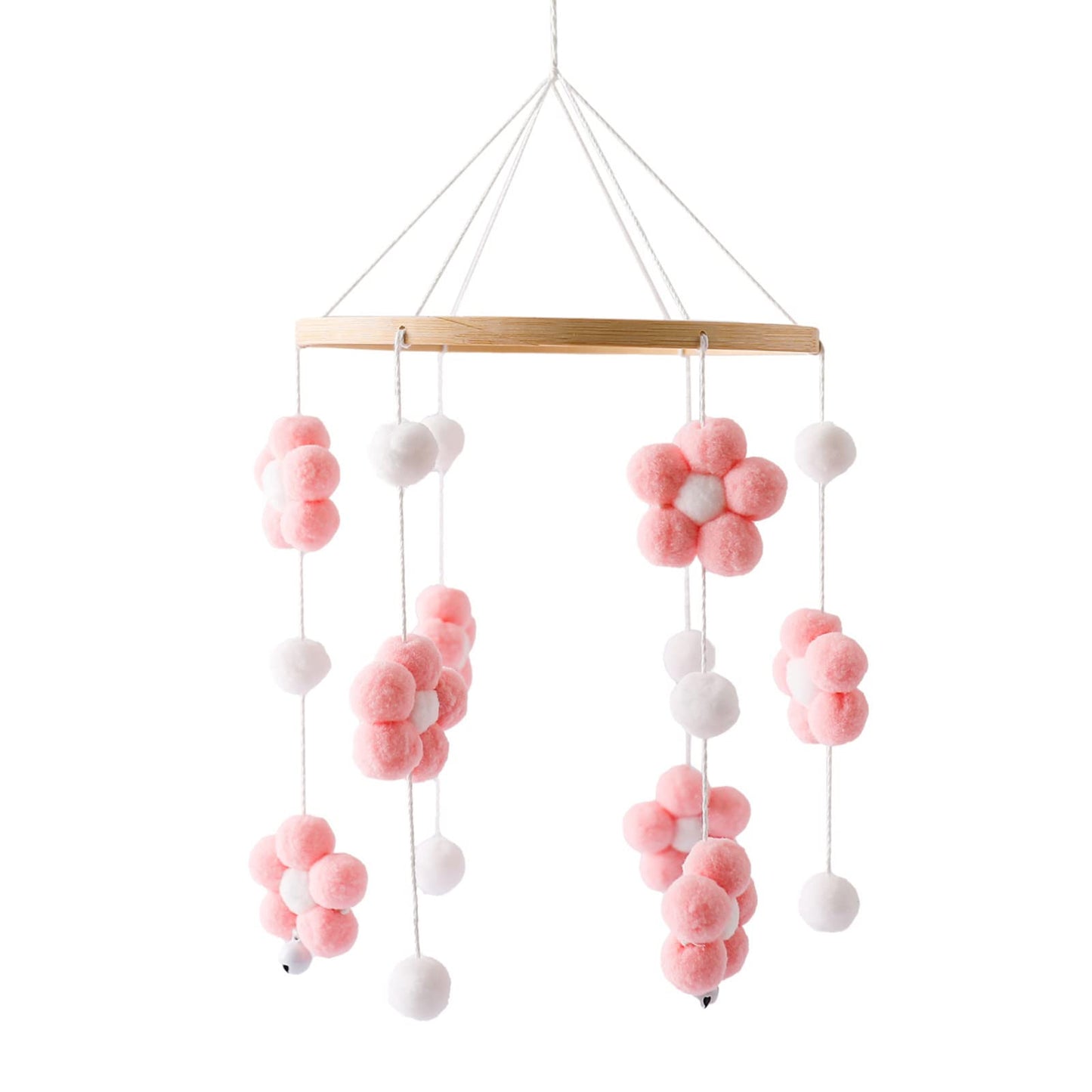 Móvil de bebé para cuna – Móvil de bebé bohemio moderno – Móvil de guardería para niña o niño – Flor colorida – Móvil de cuna para niños y niñas (rosa)