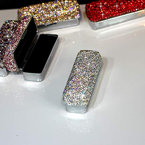 Bestbling Lipstick Bling Rhinestone Crystal Lipstick Case Organizador Caja con Espejo para Mujeres Lipstick Holder-Cosmetic Storage Kit, Plateado
