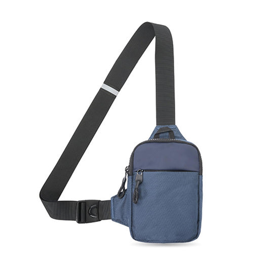 CXJYSD Mini Bolso Cruzado En El Pecho,Para Hombre Y Mujer Con Bolsillos Dobles,Riñonera Impermeable Con Manos Libres,Adecuado Para Deportes Al Aire Libre,Correr Y Viajar (Azul marino-01)