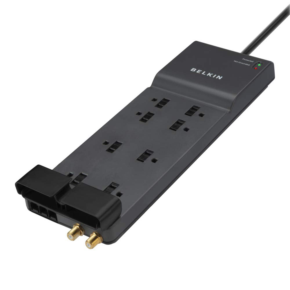 Belkin BE108230-12 Supresor de Picos, 8 Salidas, 3 Líneas de Protección CA, 3390J, Cable 3.6 metros, Gris