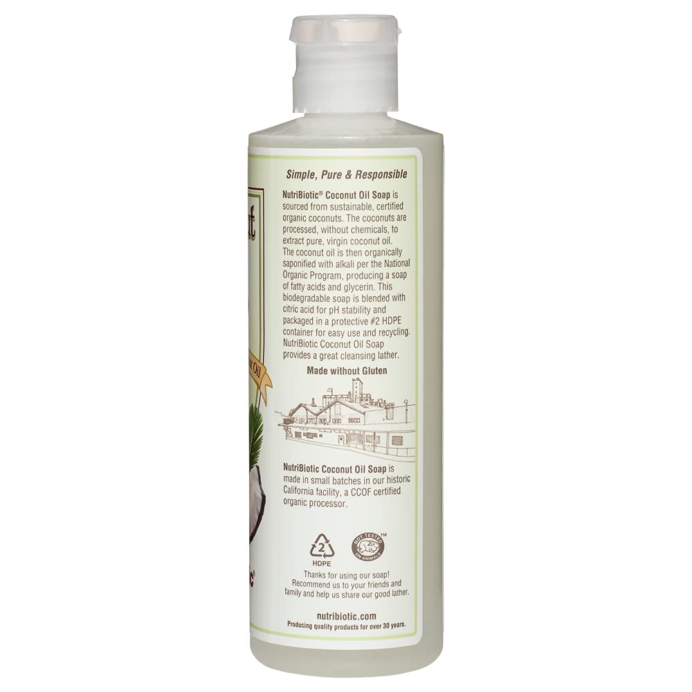 Nutribiotic Pure Coconut Oil Soap, Unscented, 8 Fluid Ounce by Nutrabolics