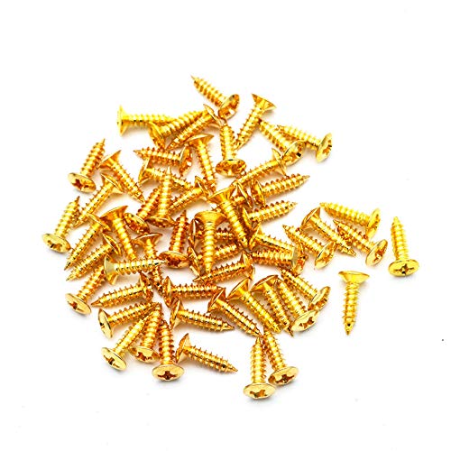 GETMusic - Juego de 50 tornillos de 3 mm para guitarra eléctrica Fender Strat ST Tele TL Stratocaster Telecaster Gibson LP Les Paul SG, Dorado