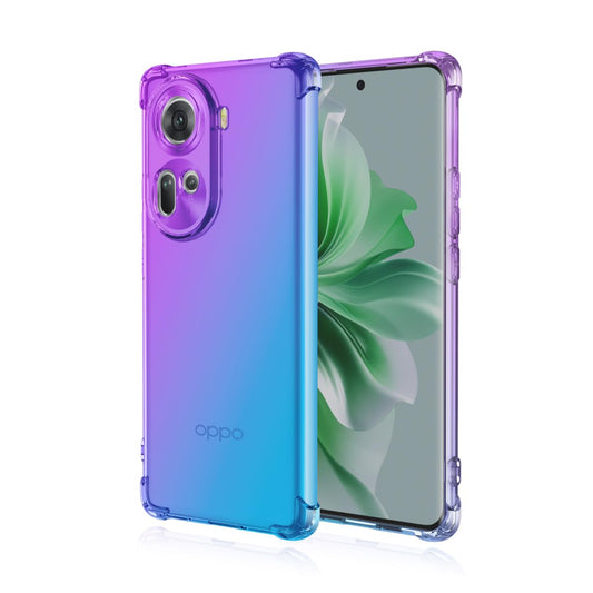 DABUNA Funda para OPPO Reno 11 5G Case Uso Rudo,Transparente Colores Degradados Protectora de Cámara Anticaída Carcasa Bumper(Púrpura Azul)
