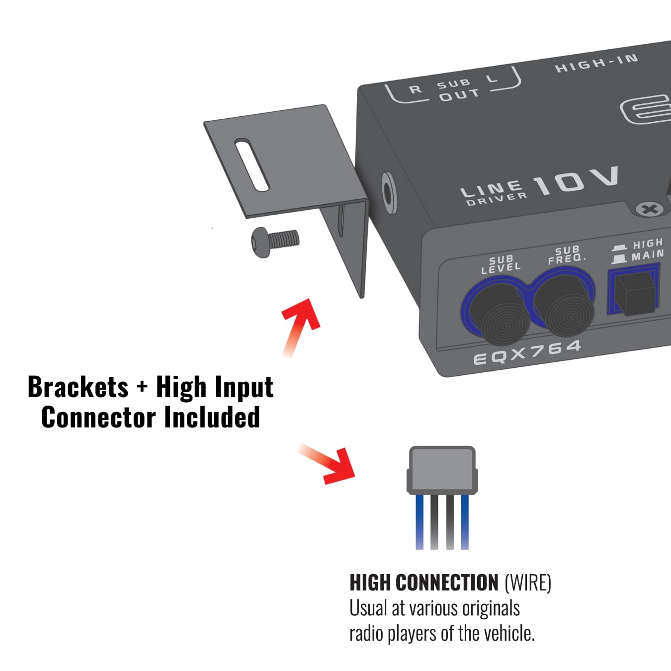 Ecualizador Gráfico de Audio Stetsom EQX764-7 Negro con Preamplificador y Subcontroles Dedicados para Coche