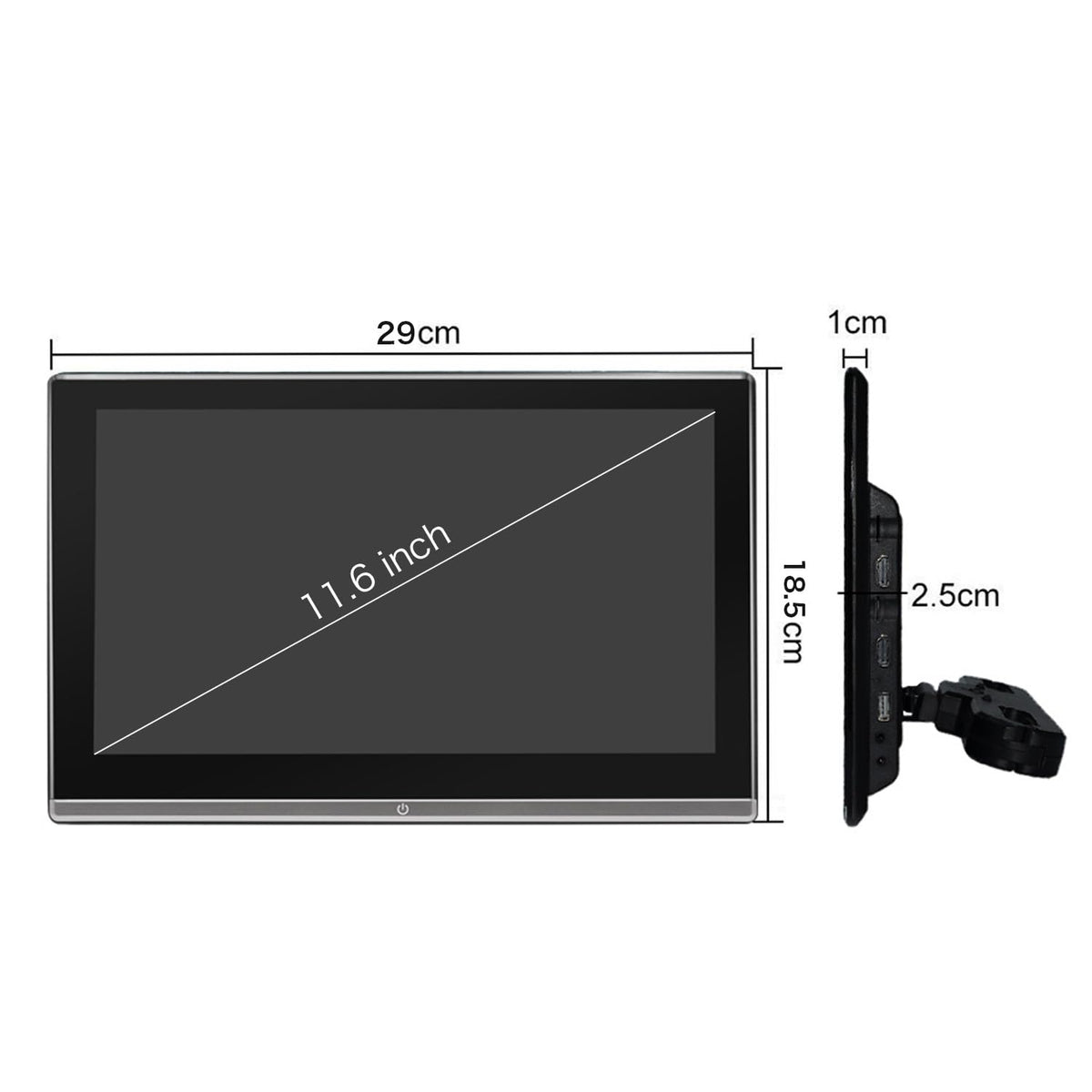 Reposacabezas Android 11 4K Negro con Pantalla Táctil de 11.6 pulgadas para Coche