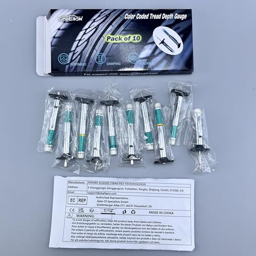 Medidor de Profundidad de Neumático Godeson 88702 con Código de Color Inteligente Paquete de 10