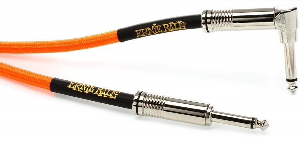 Cable Trenzado para Instrumentos Ernie Ball Naranja Neón 5,4 m Recto Acodado