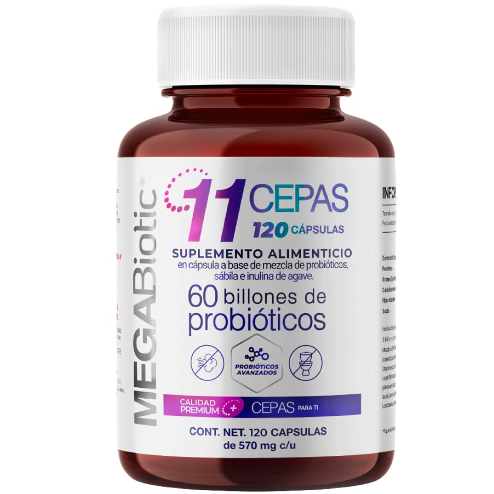 Suplemento Probiótico MegaBiotic con Inulina de Agave y Sábila en 120 Cápsulas
