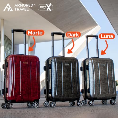 Maleta De Viaje Carry On 20" de Mano Cabina Policarbonato 10kg Rígida Expandible PRO-X Con * TSA Lock * Luggage suitcase Armored Travel (Marte-Roja)