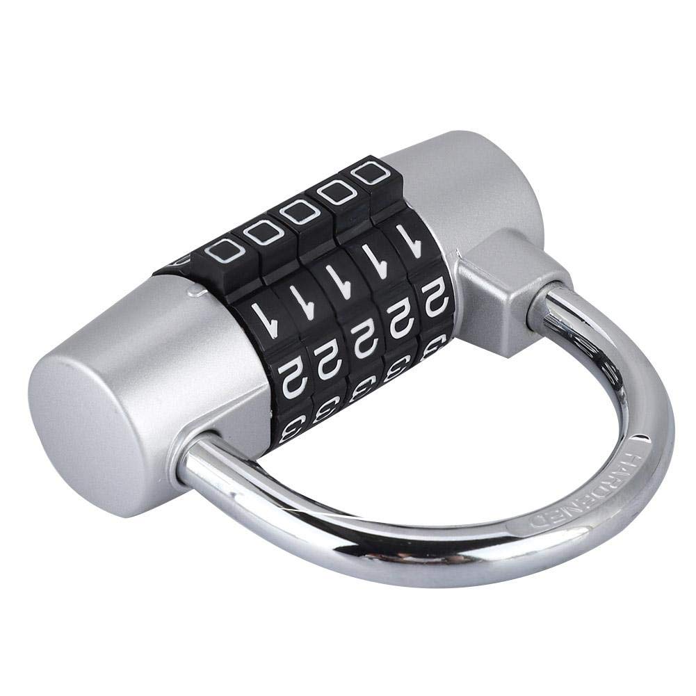Candado de 5 dígitos, Cerradura de casillero Aleación de zinc, U forma de Cerradura Combinación de Puerta Maleta para gimnasio, Escuela, Hogar, Oficina, Viajes, Gabinete, Bicicleta(Plateado)