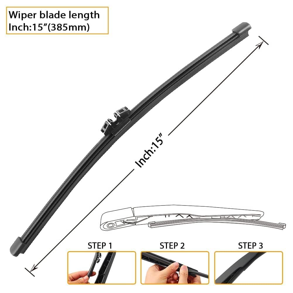 AUTOBOO - Escobillas de limpiaparabrisas de 60.9 cm + 50.8 cm, con repuesto para escobilla trasera de 38.1 cm (paquete de 3)