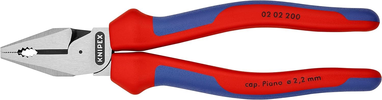 Knipex 02 02 200 Sb Alicate Universal para Trabajos Pesados Atramentado con Fundas en Dos Componentes, 200 mm, Negro
