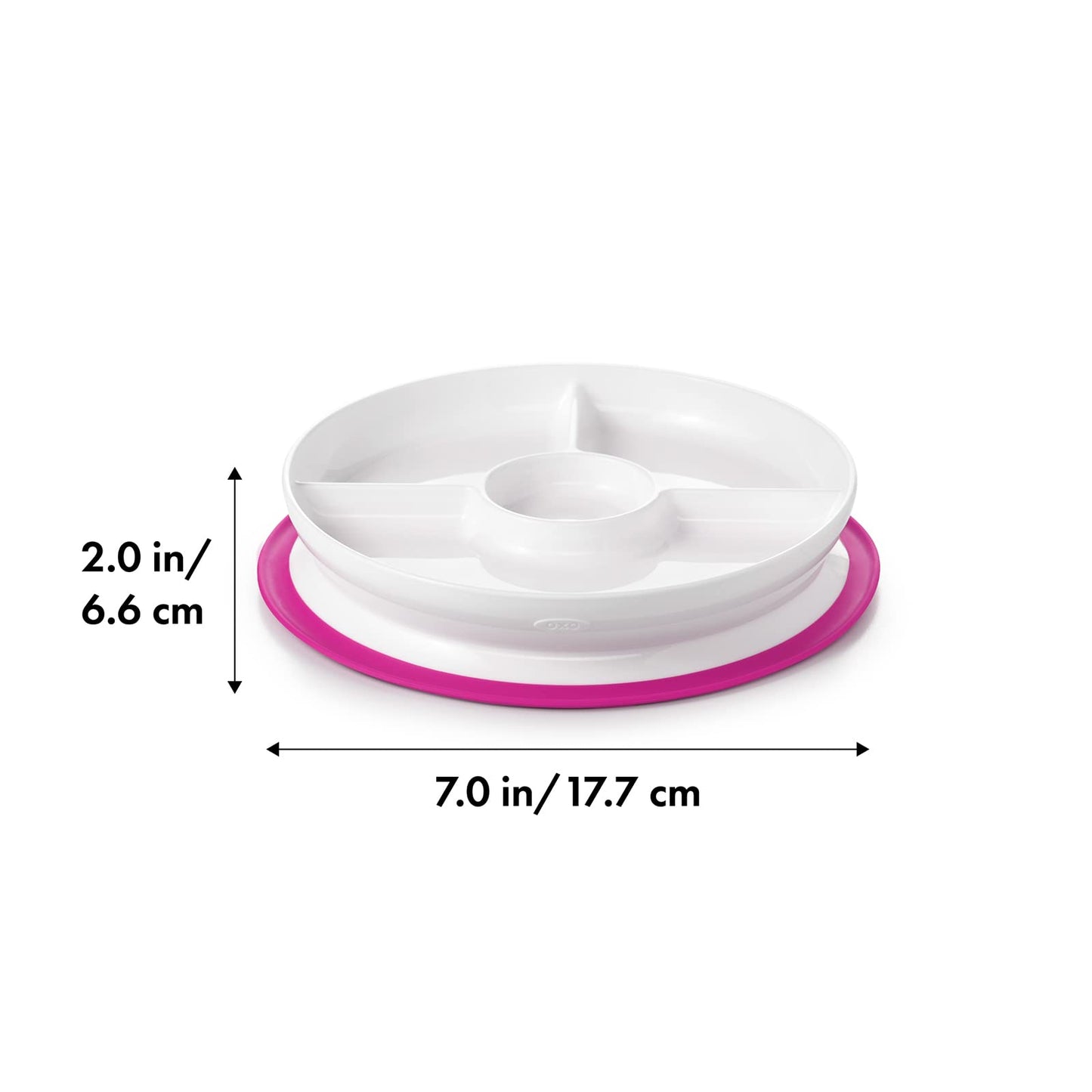 Plato Dividido OXO Tot Rosa Stick & Stay