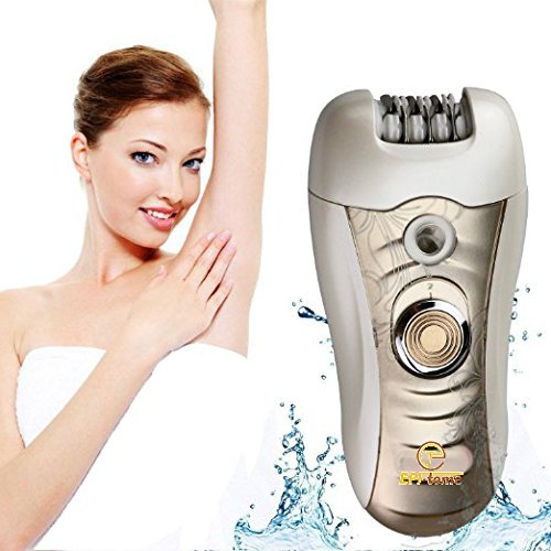 Epitome 3 in 1 Lady Wet or Dry Rechargeable Hair Removal Kit (Trimmer, Hair Epilator, Callus Remover) with 2 Mode Power Switch, LED Hair Shaver for Arm, Underarm & Legs (Gold)