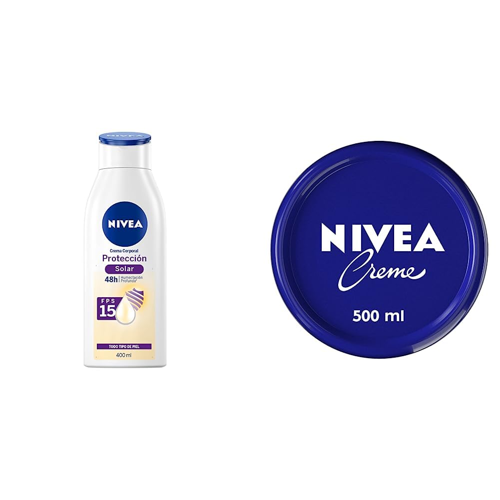 NIVEA Crema Corporal Humectante Protección Solar (400 ml), con Vitamina E y Aloe + Creme, crema humectante multipropósito para el cuerpo