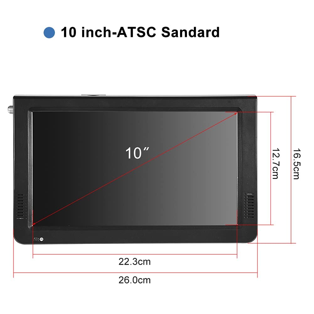 Eboxer 10" TV Digital Portátil ATSC 16:9 Digital Television TV LED 1080P HD Reproductor de Multimedia Compatible con Tarjeta TF para Hogar Coche Viajes al Aire Libre(10inch)