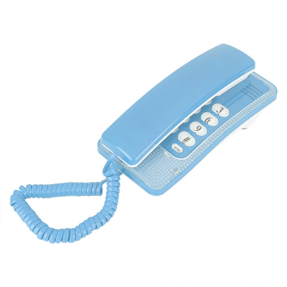 Teléfono Cableado,Teléfono Fijo con Función de Flash / Silenciamiento /Última Remarcación de Números,Teléfono de Escritorio para Casa,Oficina,Hotel(Azul)
