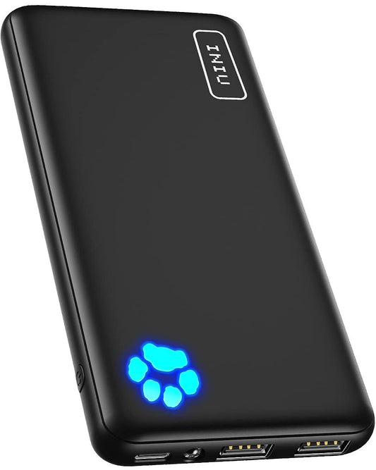 INIU Power Bank, USB C más Delgado 10000mAh Bateria Portatil, Triple 3A de Alta Velocidad Pila Portatil de Linterna Compatible con iPhone 16 15 14 13 12 11 Pro Samsung S21 S20 Xiaomi Google LG iPad