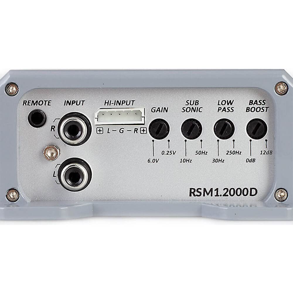 Amplificador de Subwoofer Soundstream RSM1.2000D Monobloque Pequeño 2000 Vatios 600 Vatios RMS 1 Canal Ohmio Estable