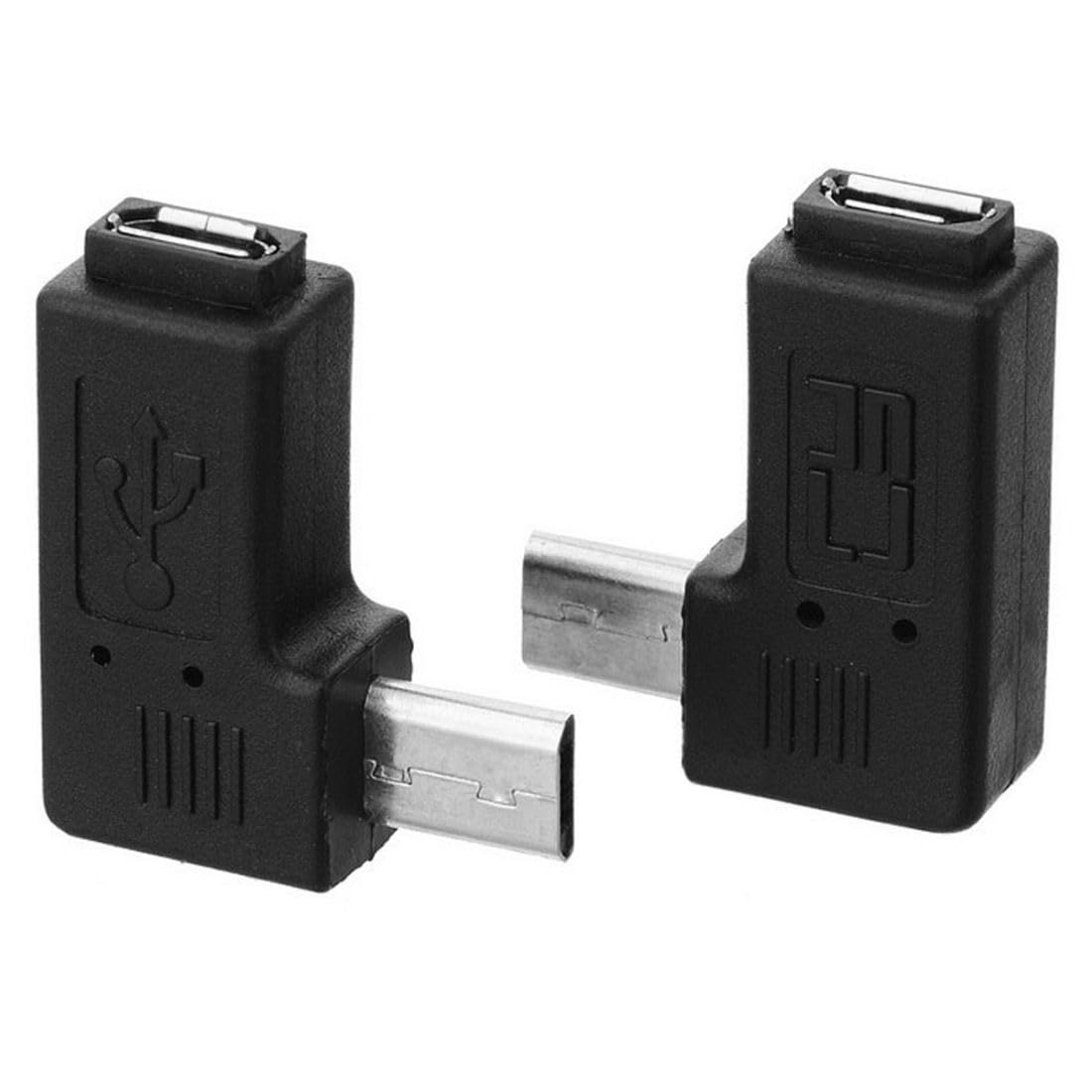 Adaptador Micro USB 5 Pines chenyang Negro Ángulo 90 Grados Paquete de 2 Piezas