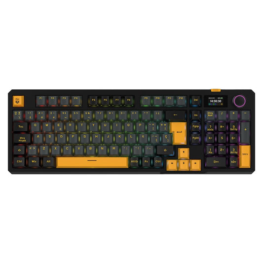 Teclado Mecánico Inalámbrico Balam Rush Negro GK3 Gamer RGB Switch Yellow Ice Cream