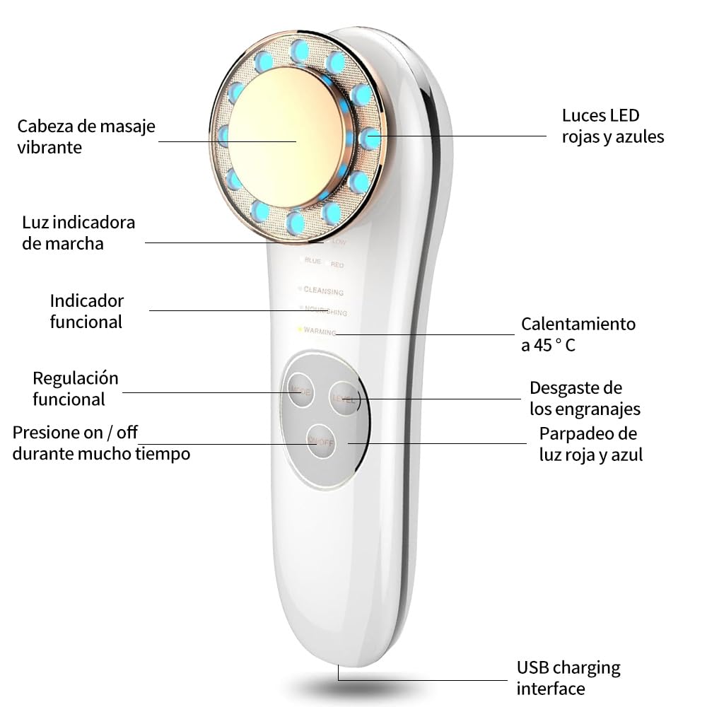 Masajeador Facial Anidanji Alta Frecuencia 7 en 1 Antiarrugas Lifting y Estiramiento de Piel