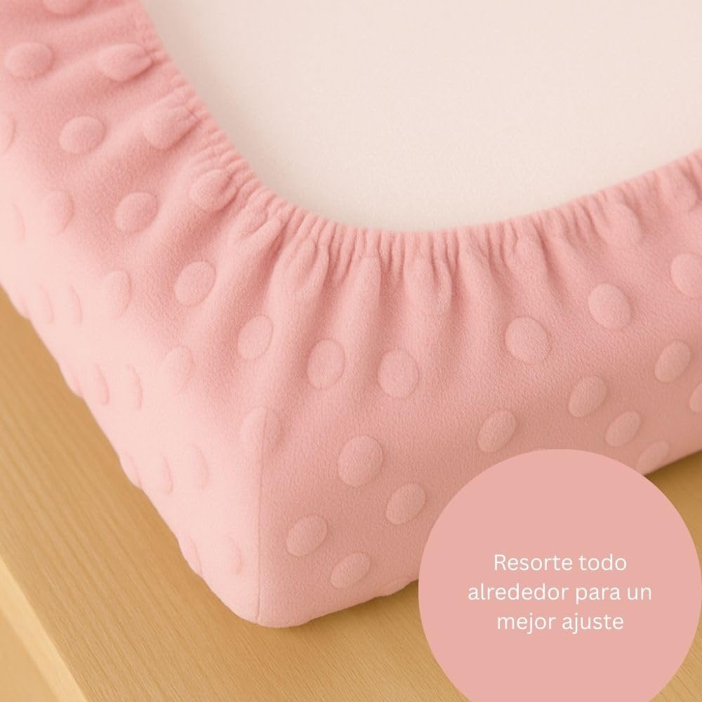 KidLuna Funda para Cambiador, Cálida y Suave al tacto, 100% Algodón Acolchado, 2 Piezas, Transpirable, Lavable a Máquina. (Rosa Gris)