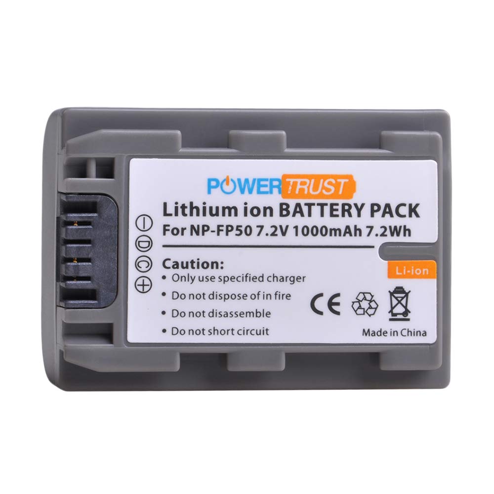 Batería y Cargador USB LED PowerTrust Negro para Sony NP-FP50