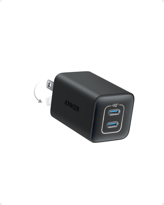 Anker Cargador USB-C 47 W, Cargador 523 (Nano 3), Cargador rápido GAN Compacto de 2 Puertos para iPhone 14/14 Plus/14 Pro/14 Pro Max/13, Galaxy, Pixel 4/3, iPad/iPad Mini (Cable no Incluido)