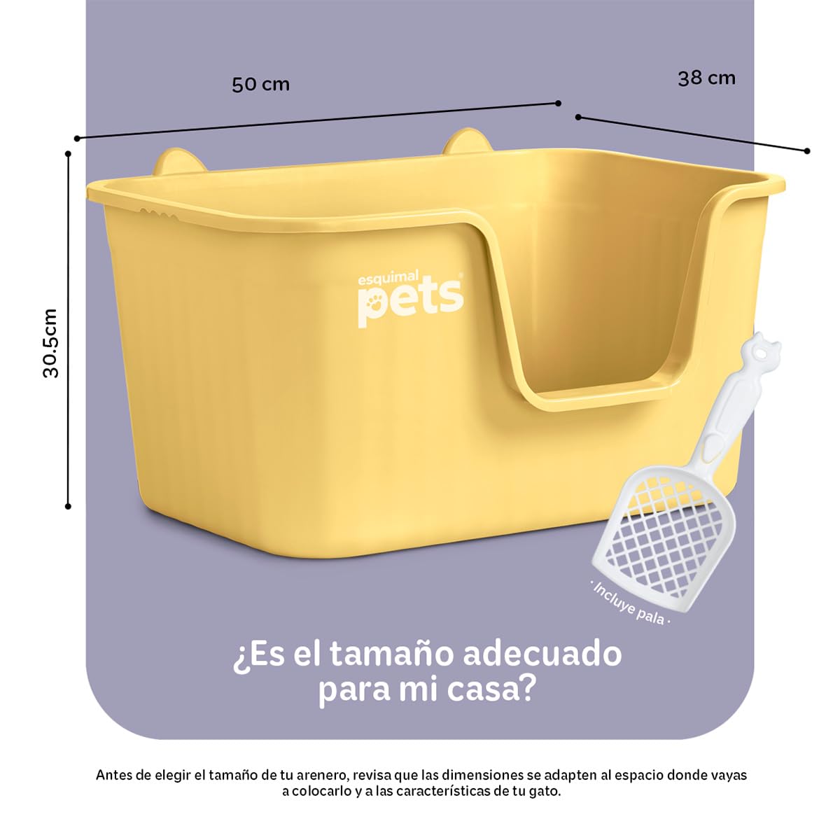 Arenero Esquimal Amarillo con Paredes Altas para Gato