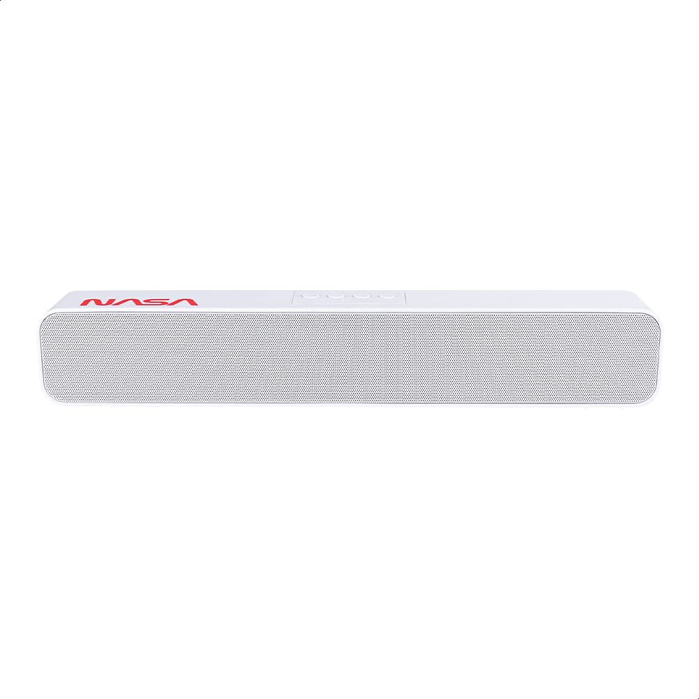 TECHZONE NASA Barra de Sonido, Bocina Bluetooth V5.0 Conexión TWS Batería Recargable, AUX TF/USB/FM, Color Blanco