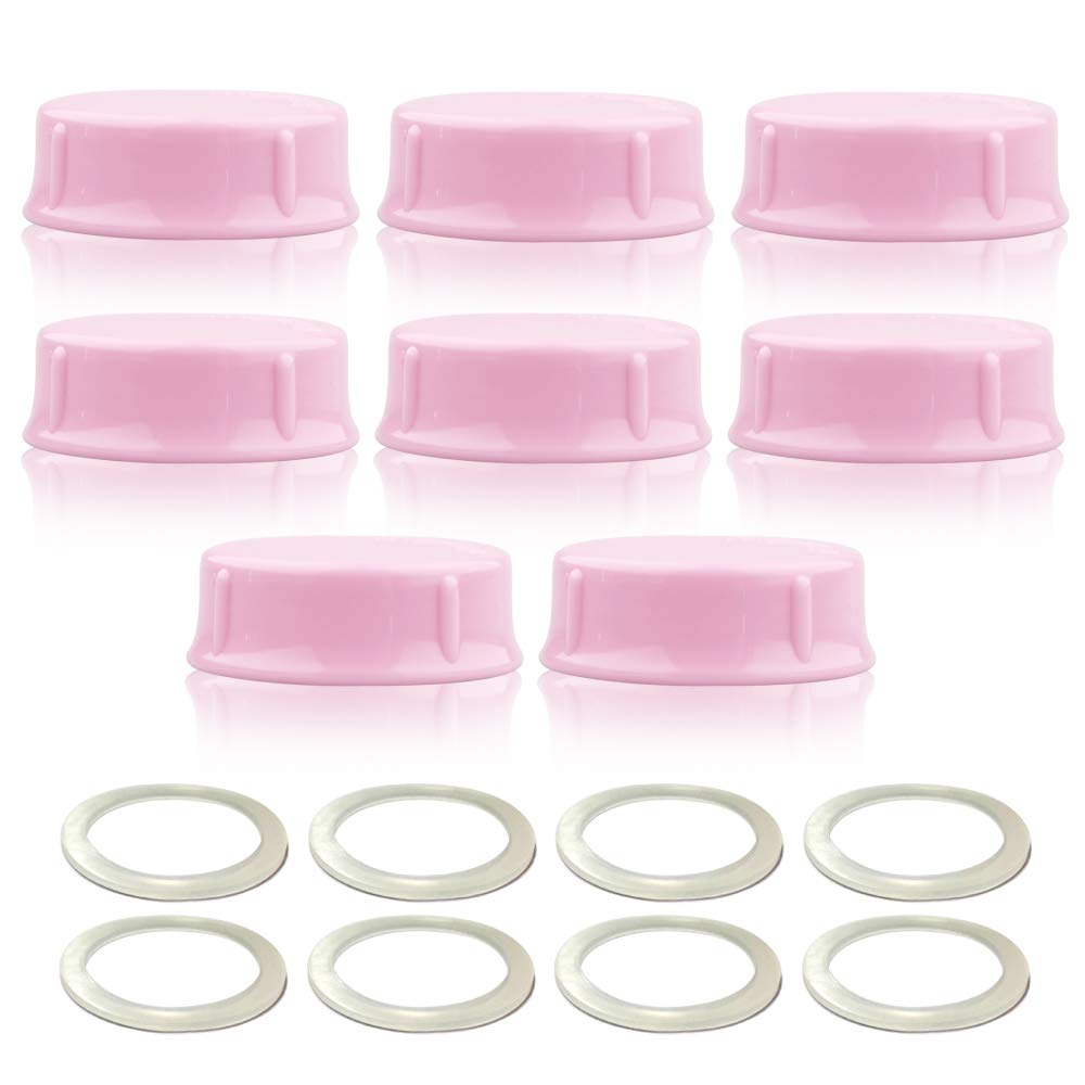 Tapas sólidas Maymom con anillo de sellado para biberones de tamaño estándar; tapas para biberón compatibles con biberones Medela, Ameda y biberones Nuk pequeños, Playtex y Gerber; 8 piezas (rosa)