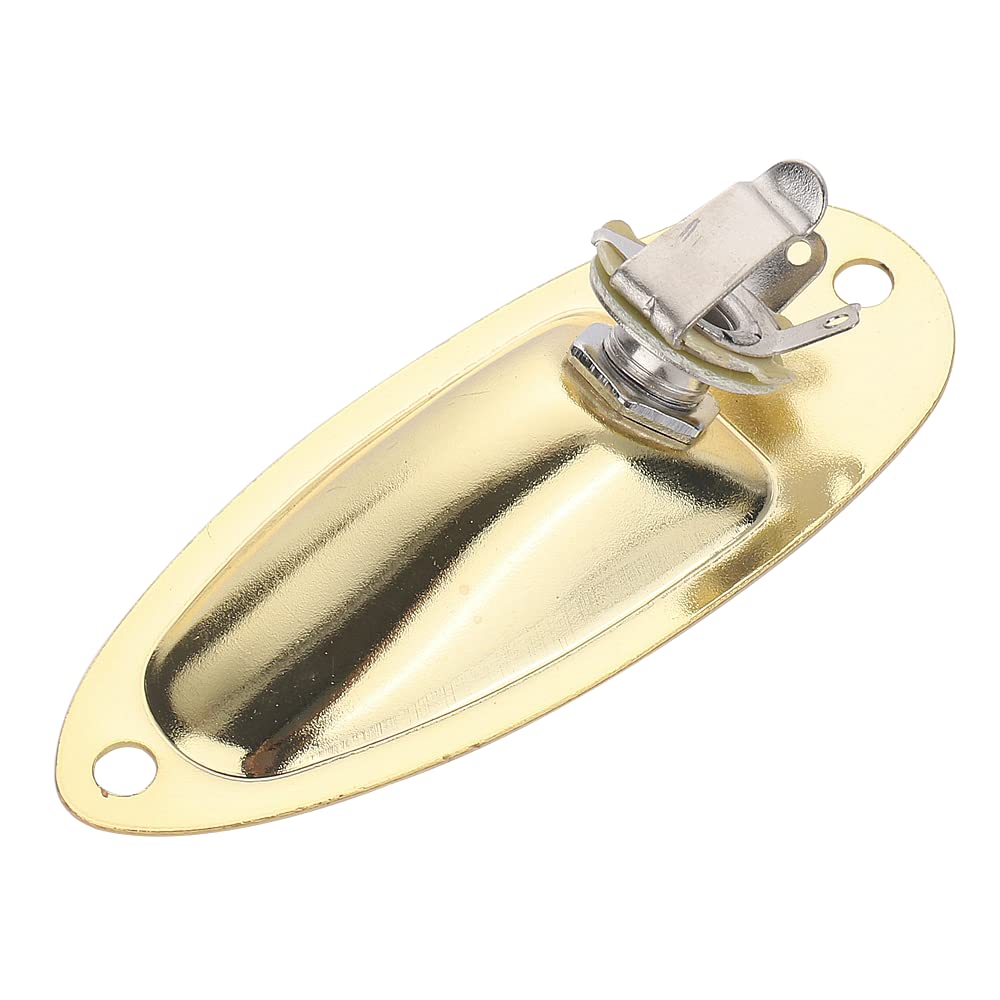 XIYANGJUAN - Conector de entrada de guitarra dorada estilo barco de 1/4 pulgadas con carga de salida de guitarra Jack placa de enchufe para Fender Strat Stratocaster guitarra eléctrica (dorado)