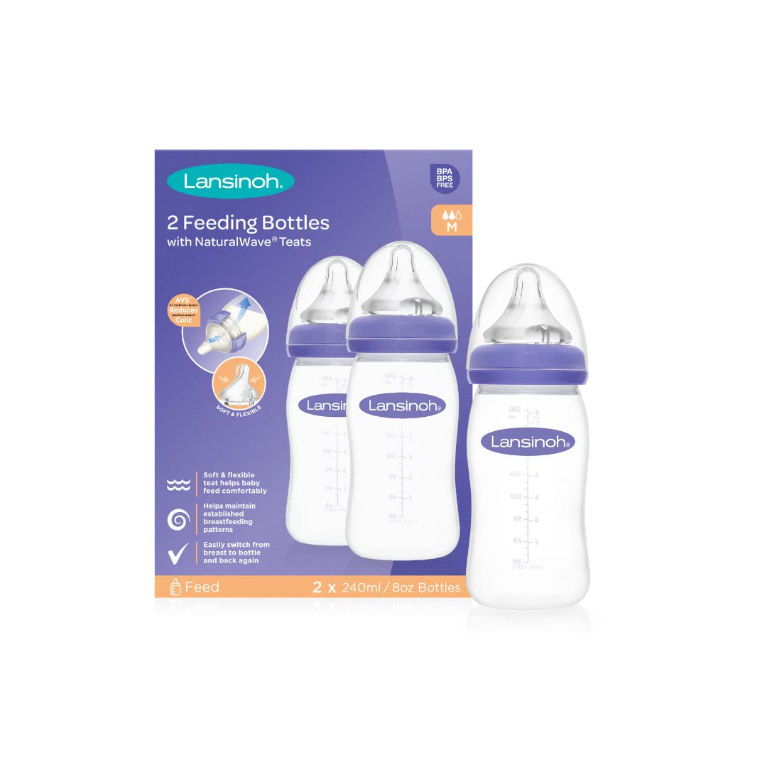 Lansinoh Momma Biberón de Alimentación con Tetina NaturalWave (240 ml, Paquete de 2)