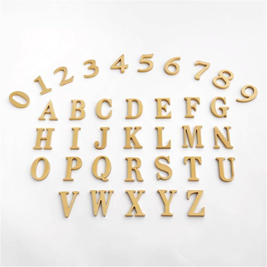 BWRMHME - calcomanía de latón de 2.6 pulgadas, letras inglesas, letras del alfabeto de metal, letras y números autoadhesivos, señalización de dirección de casa, números de puerta, herramientas de