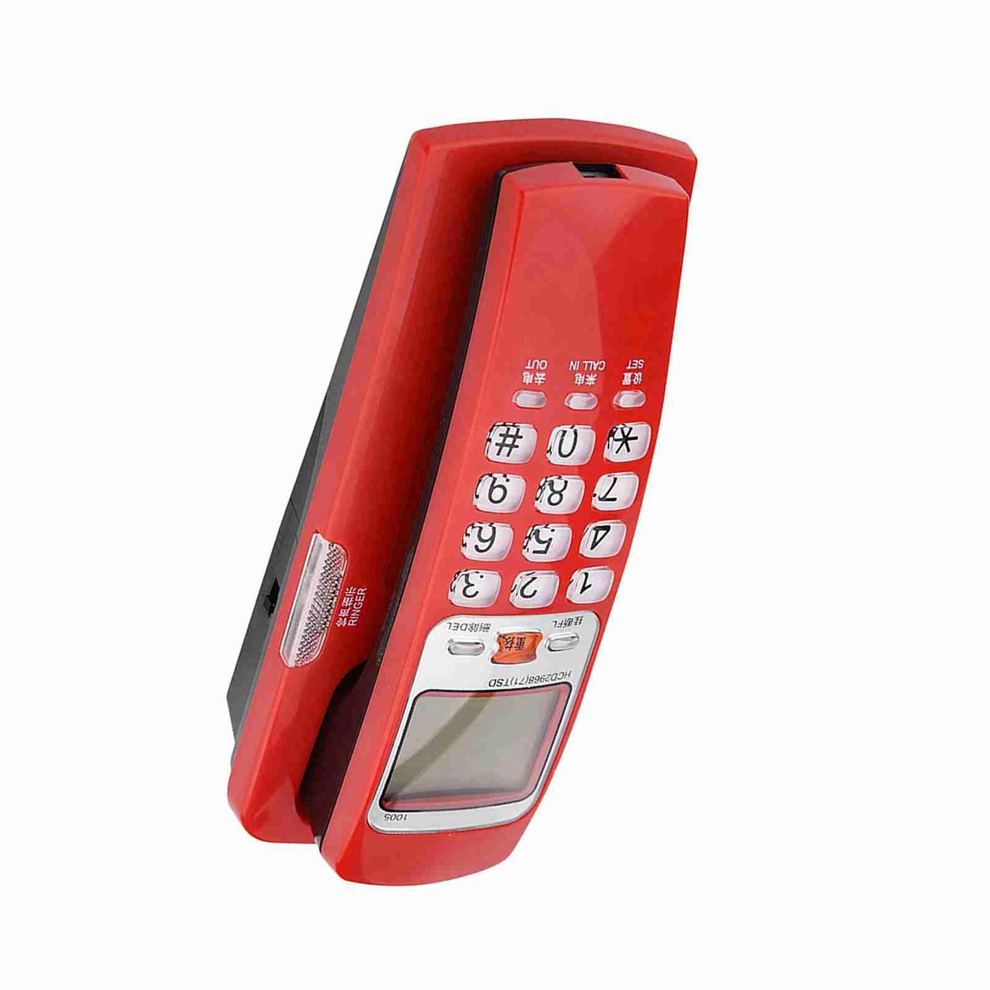 Yoidesu FSK/DTMF Teléfono con Cable Identificación de Llamada Fijo Teléfono de Pared Teléfono Fijo para el Hogar(Rojo)