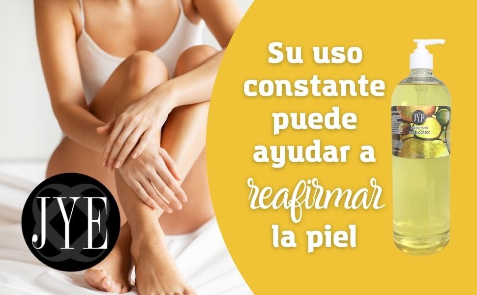 JYE Aceite de Fenogreco Natural Redondea tus curvas! Presentación 1 Litro. Altamente hidratante, absorción inmediata. Reafirmante, masajes para aumento