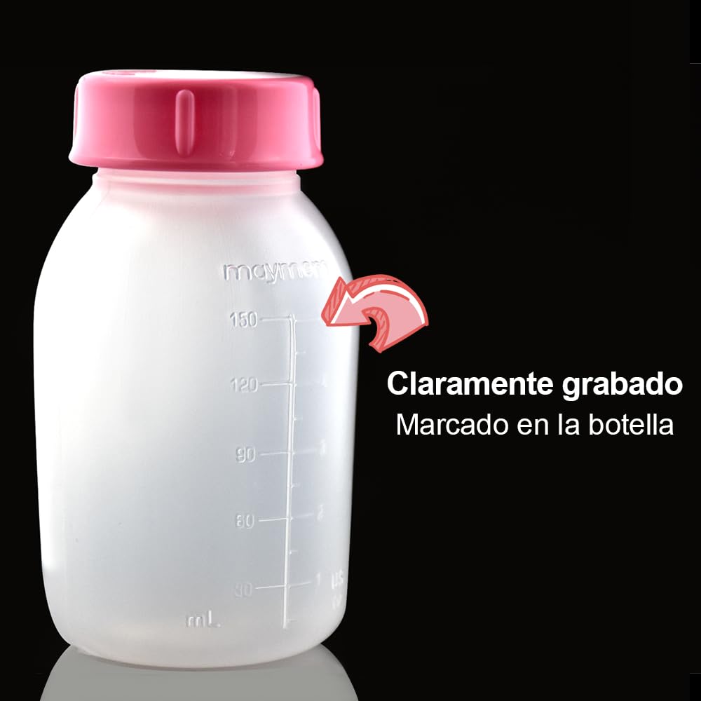 Maymom Botella para Extractor de Leche Compatible con Medela Pump in Style MaxFlow Pro Pro+, Freestyle, Swing Maxi Pump, Breastshields; Compatible con Ameda Mya Joy, Finesse y Purely Yours Pumps; 8pc/pk