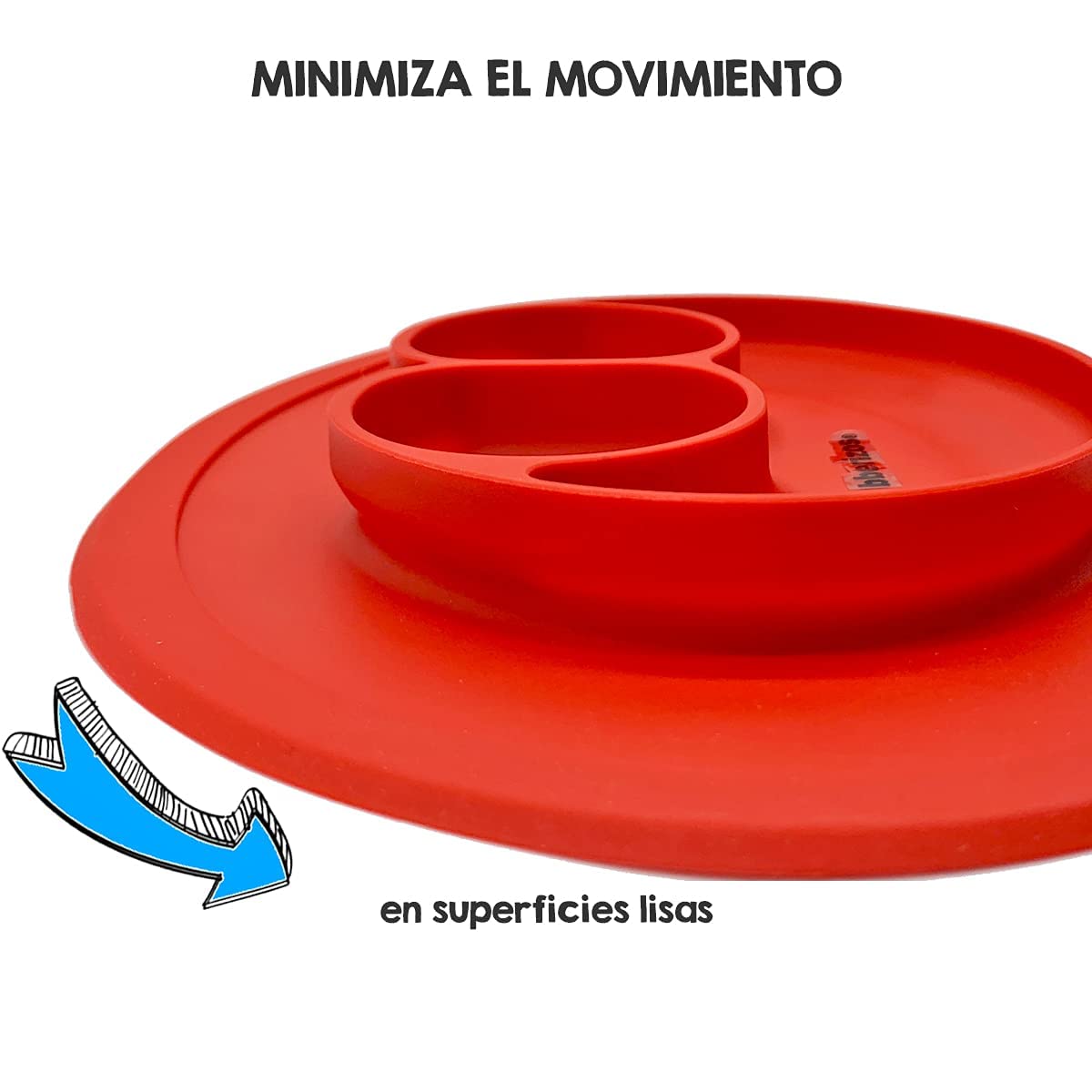 Bberizos| Platos para Bebes Cuchara de Silicona para Bebe Plato con Divisiones Set de Alimentación Niño Niña Snacks Papillas Libre de BPA PVC (Rojo)
