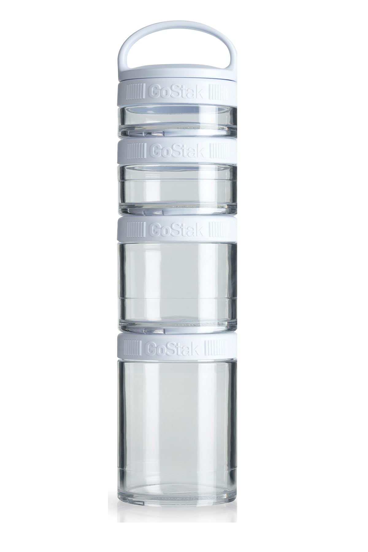 BlenderBottle C00358 GoStak Twist n' Lock Storage Jars, 4-Piece Starter Pak, White