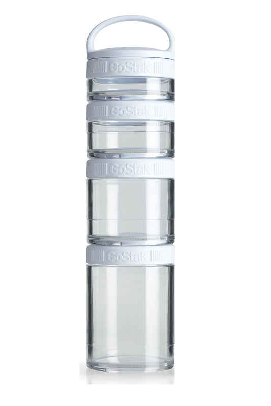BlenderBottle C00358 GoStak Twist n' Lock Storage Jars, 4-Piece Starter Pak, White
