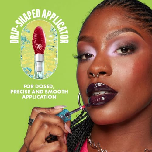 NYX Professional Makeup, LIP IV Gloss Serum Hidratante, Tono: Grape Gushin. Tinta de Labios hidratante con alto pigmento infusionado con agua de coco y magnesio. Fórmula vegana.