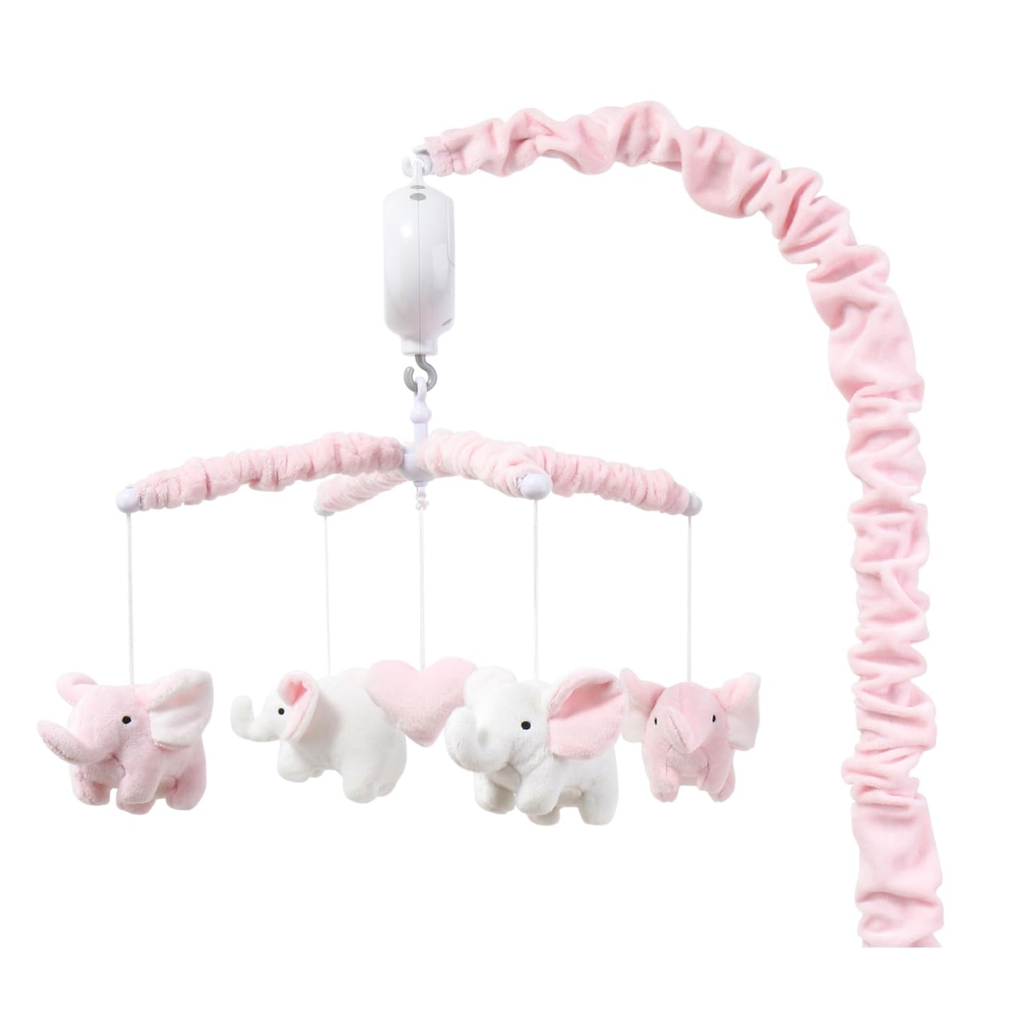 The Peanutshell Móvil de Cuna para Niñas - Móvil Musical Rosa Suave para Cuna de Bebé con 12 Canciones de Cuna, Lindo Elefante Decoración de Guardería Elefante Rosa para Bebé