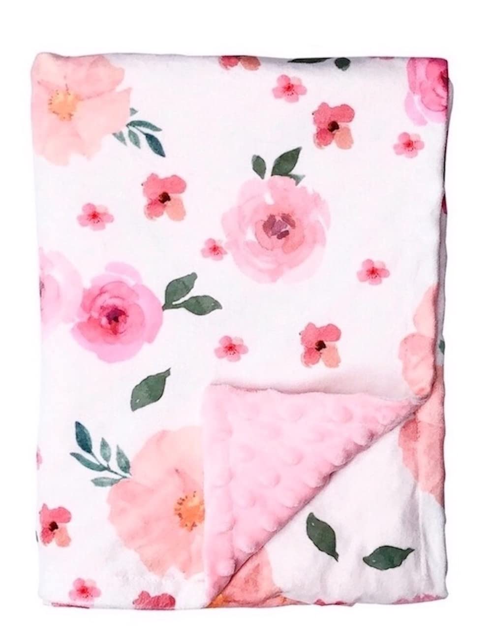 BUTTZO - Manta para bebés y niñas, manta de doble capa de felpa suave con respaldo punteado, manta para bebés y recién nacidos, regalos de ducha (rosa floral, 30 x 40 pulgadas)