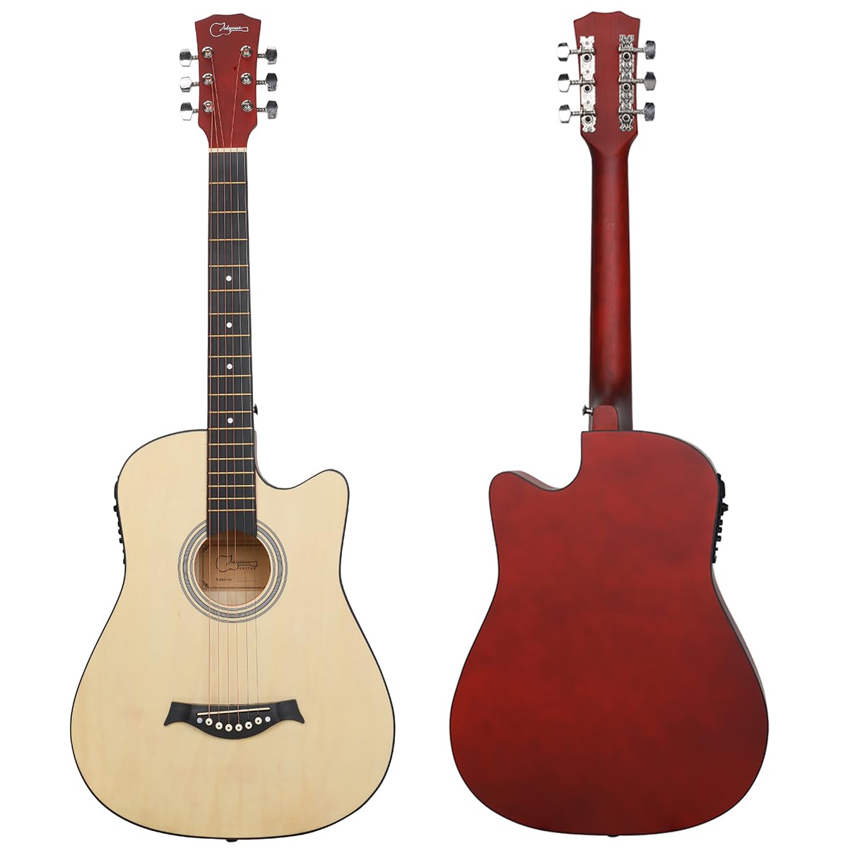 38 inch Electroacústica Guitarra Guitarra acustica con Afinadores,Correas,Cuerdas para Instrumentos,Plumillas,Cable amplificador guitarra,soul,Fundas para Guitarras 3/4 (Natural)