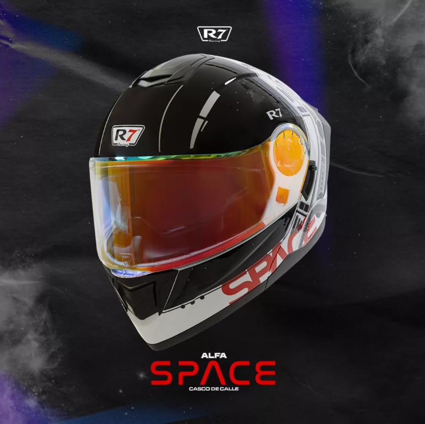 Casco Moto Abatible R7 Space Luz Led Certificado Dot (XX-Large)