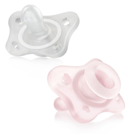 Chicco PhysioForma - Succhietto Gommotto Mini Soft 0-2M Silicone Rosa, 2 Pezzi